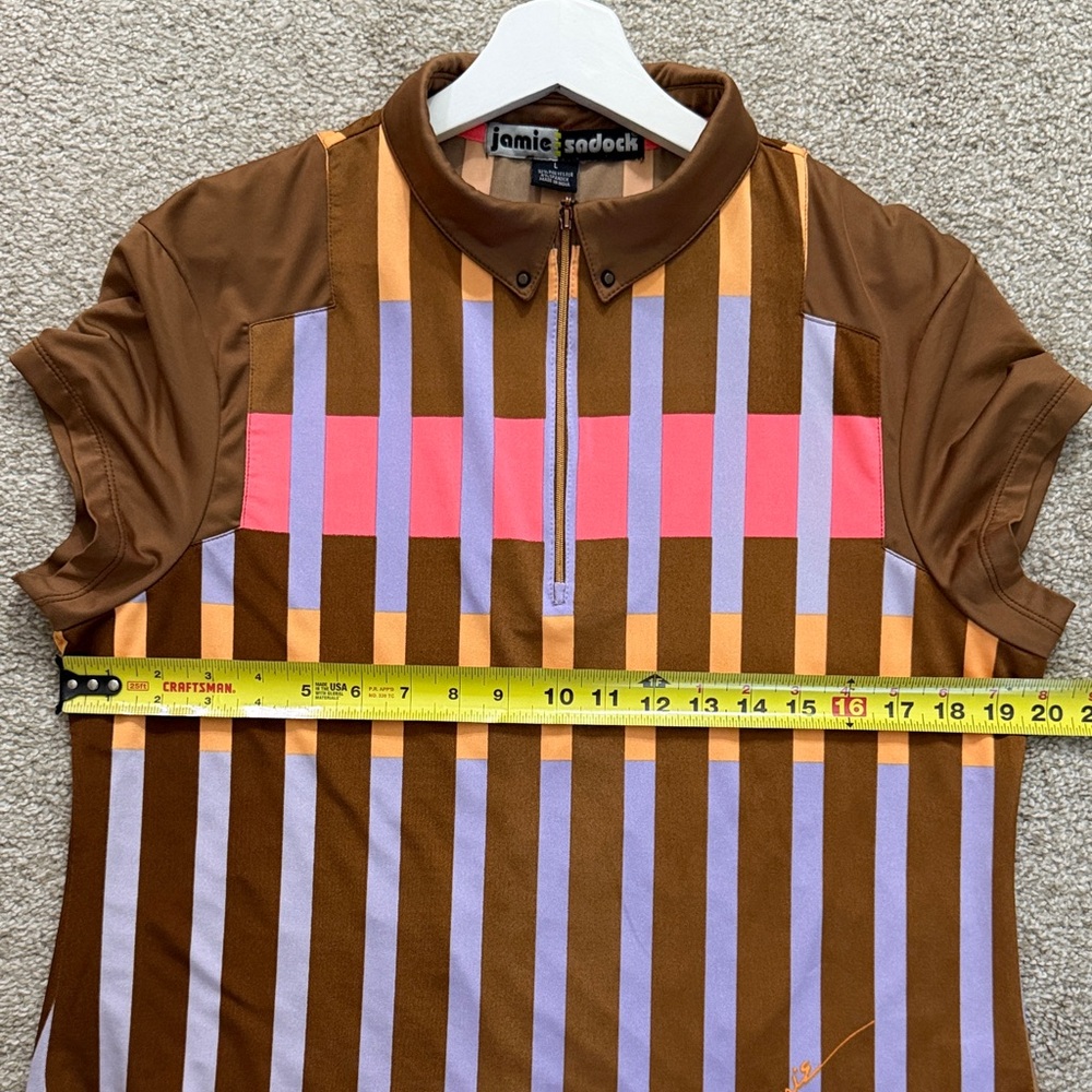 Jamie Sadock Brown Multicolor Striped Short Sleeve Top - Picture 7 of 12
